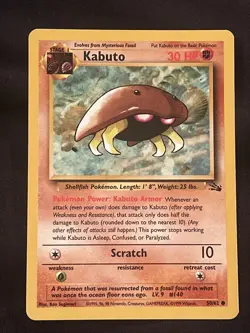 Kabuto 50/62 Pokemon Fossil Set Unlimited - 1999 WOTC Vintage Common Card NM - Image 1