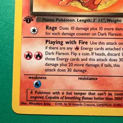 Pokemon TCG Dark Flareon 1st Edition Team Rocket 35/82 Uncommon Non-Holo NM - Image 5