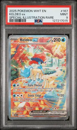 2025 POKEMON WHT EN-WHITE FLARE SPECIAL ILLUSTRATION RARE #167 KELDEO EX PSA 9 - Image 1