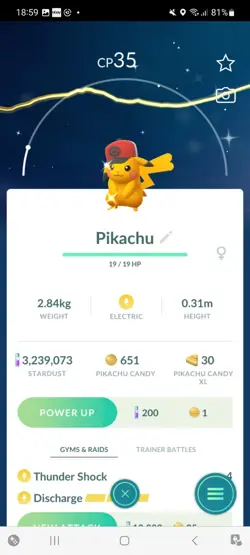Pokemon Go Shiny Pikachu Go Tour White/Red Cap - Image 1
