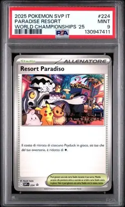 2025 Pokemon World Championships Paradise Resort SVP 224 Promo PSA 9 Italian - Image 1