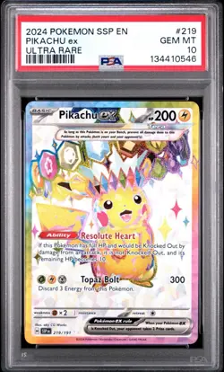 2024 Pokemon Surging Sparks Pikachu EX Ultra Rare PSA 10 - Image 1