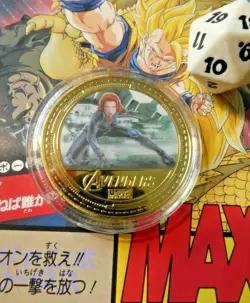 AVENGERS GOLD METAL COIN CARD M100 CARTE MEDAL PIECE #8 BLACK WIDOW NEUF MINT - Image 4