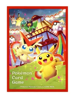 Pokemon Center Tohoku Exclusive Pikachu & Victini Card Sleeves (64ct) NEW/SEALED - Image 1