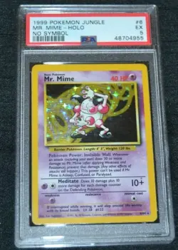 Holo Foil Mr. Mime # 6/64 No Symbol Error Jungle Set Pokemon Cards PSA 5 EX - Image 1
