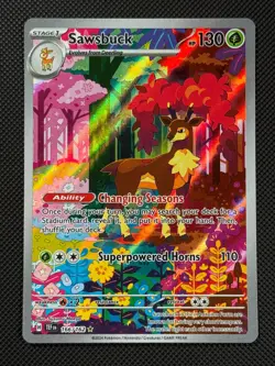 Pokemon Cards Sawsbuck 166/162 Temporal Forces Illustration Rare NM - Image 1