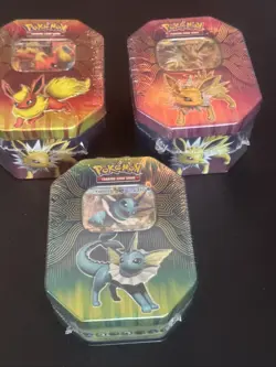 Pokemon Tins 2019 Elemental Powers Jolteon,Vaporeon,Flareon GX Sealed Set of 3 - Image 2