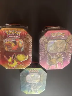 Pokemon Tins 2019 Elemental Powers Jolteon,Vaporeon,Flareon GX Sealed Set of 3 - Image 3