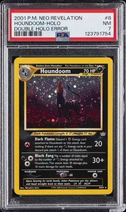 2001 POKEMON NEO REVELATION DOUBLE HOLO ERR #8 HOUNDOOM-HOLO PSA 7 - Image 1
