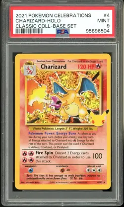 2021 Pokemon Classic Collection Celebrations 4/102 Charizard Holo PSA 9 Mint - Image 1