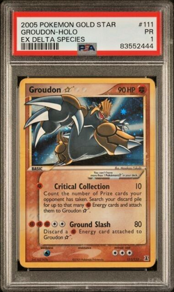 Pokemon PSA 1 Groudon Gold Star #111 Holo Ex Delta Species 2005 English - Image 2