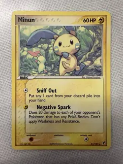 Minun 41/107 Non Holo Uncommon EX Deoxys Pokemon Card 2005 - Image 1