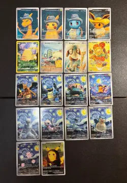 FULL SET Van Gogh Pokemon fan Card, new, NM or M, charizard, pikachu, eevee - Image 1