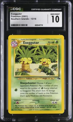 CGC 10 GEM MINT Exeggutor 2001 Southern Islands 13/18 Pokemon Card - Image 1