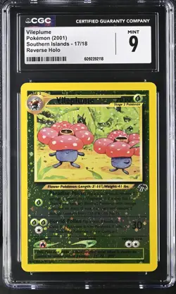 CGC 9 MINT Vileplume 2001 Southern Islands 17/18 Reverse Holo Pokemon Card - Image 1