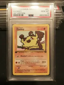 2000 Pokemon 1st edition Rocket #61 Mankey PSA 10 - Image 1