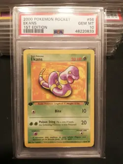 2000 Pokemon 1st edition Rocket #56 Ekans PSA 10 - Image 1