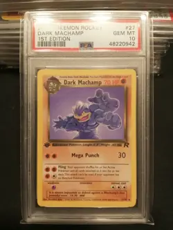 2000 Pokemon 1st Edition Rocket Dark Machamp PSA 10 #27 no holo - Image 1