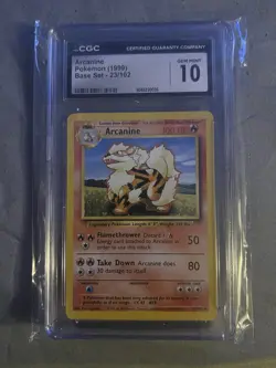 CGC 10 GEM MINT Arcanine 1999 Base Set 23/102 Pokemon Card - Image 1