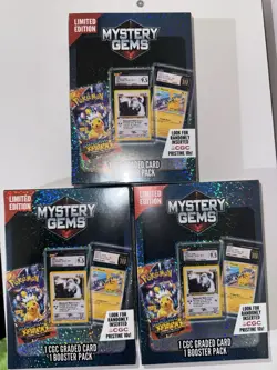 3x Pokemon TCG Limited Edition Mystery Gems CGC Graded Card And Booster Pack - Image 1