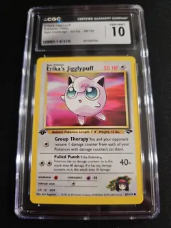 CGC 10 Erika's Jigglypuff Gym Challenge 1st Edition 69/132 Pokemon Card psa - Image 1