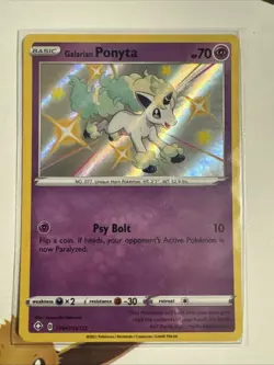 Pokemon TCG Galarian Ponyta Shining Fates SV047/SV122 Holo Shiny Holo Rare - Image 1