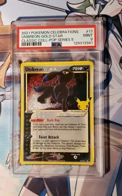 2021 POKEMON CELEBRATIONS CLASSIC COLLECTION #17 UMBREON-GOLD STAR PSA 9 - Image 1