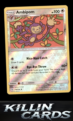 Reverse Holofoil Ambipom 170/236 Pokemon Uncommon SM - Cosmic Eclipse Card NM - Image 1