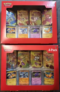 2x Pokemon 4 Mini Tins + 4 Promo Cards Bundle Sam's Club Exclusive New - Image 1