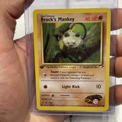 Pokemon TCG Gym Heroes 1st Edition Brock's Mankey Common 67/132 LP+ Vintage Card - Image 1