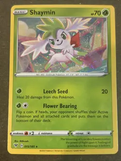 Shaymin Cosmos Holo Rare - 015/185 - Vivid Voltage Pokemon 2020 Swirl - Image 2