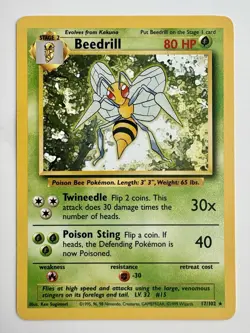Beedrill 17/102 Kakuna Weedle Base Set Pokemon TCG WOTC NM+ - Image 4