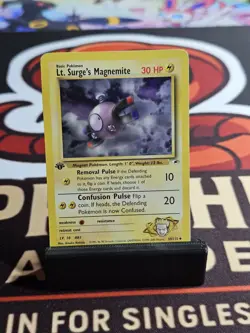 1st Edition 2000 Pokemon LP/MP Lt. Surge's Magnemite 50/132 Gym Heroes Vintage - Image 1