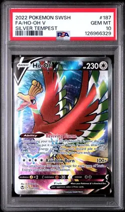 PSA 10 GEM MINT Ho-Oh V Silver Tempest Full Art Holo 2022 Pokemon 187/195 - Image 1