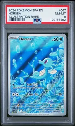 PSA 8 NM-MT Horsea Shrouded Fable Illustration Rare Holo 2024 Pokemon 067/064 - Image 1