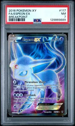 PSA 7 NM Espeon EX Breakpoint Full Art Holo 2016 Pokemon 117/122 - Image 1