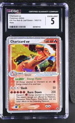 CGC 5 Charizard ex 2004 EX Fire Red & Leaf Green 105/112 Holo Pokemon Card - Image 1