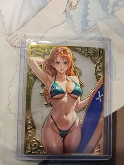 Nami Premium Waifu Trading Card Metal Gold #/100 One Piece Doujin Die-Cut - Image 1