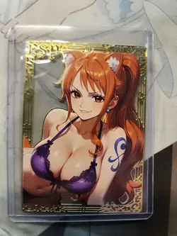 Nami Premium Waifu Trading Card Metal Gold #/200 One Piece Doujin Die-Cut - Image 1