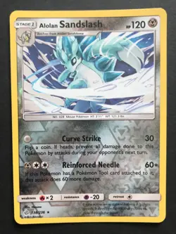 Alolan Sandslash 138/236 SM Cosmic Eclipse REVERSE HOLO RARE Pokemon Card NM - Image 1