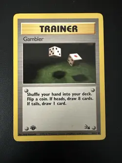 Pokemon Fossil 1st Edition Trainer Gambler 60/62 - Image 1