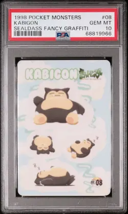 PSA 10 Kabigon #008 Pokemon Pocket Monsters Sealdass Fancy Graffiti English 1998 - Image 1
