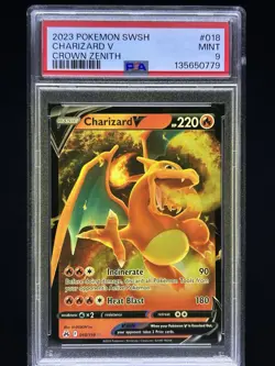 Pokemon TCG Charizard V 018/159 Crown Zenith Holo PSA 9 Mint - Image 1