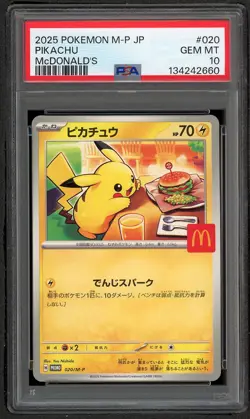 2025 POKEMON JPN M-P PROMO MCDONALD'S #020 PIKACHU PSA 10 GEM MINT JAPANESE - Image 1