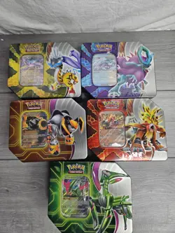 5 Pokemon TCG Tin New Sealed Paradox Destinies Walking Wake Gouging Fire - Image 1