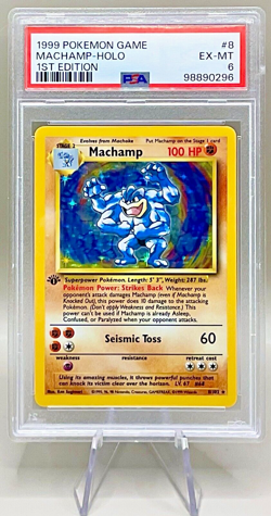 Pokemon 1st EDITION Machamp #8/102 Holo Rare - 1999 Unlimited Base Set - PSA 6 - Image 1