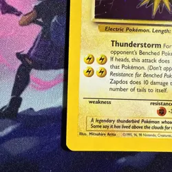 Pokemon TCG Zapdos Fossil Holo Card 15/62 Unlimited Holo Rare LP - Image 5