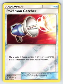 Pokemon Catcher 126/149 Sun & Moon Base Set Pokemon Card Reverse Holo Nm/Vlp - Image 1