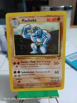 Pokemon TCG Machoke 49/130 Base Set 2 Unlimited Regular Uncommon Card WOTC Nm - Image 1