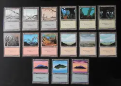 SALE! MTG JAPANESE BLACK BORDERED FBB 15 BASIC LANDS SET - ONE OF EACH - N/M - Image 2